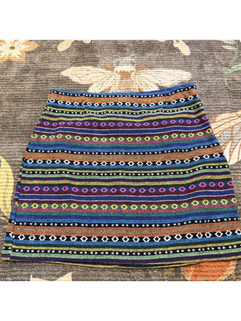 Sweet Rain Tribal Stripe Mini Skirt Size M Boho Festival Y2K